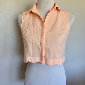 Wet Seal Petal Pink Scalloped Crop Top